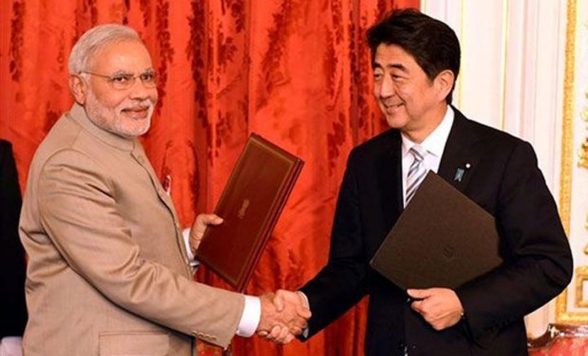 Indian flag upside down at Modi-Abe meet